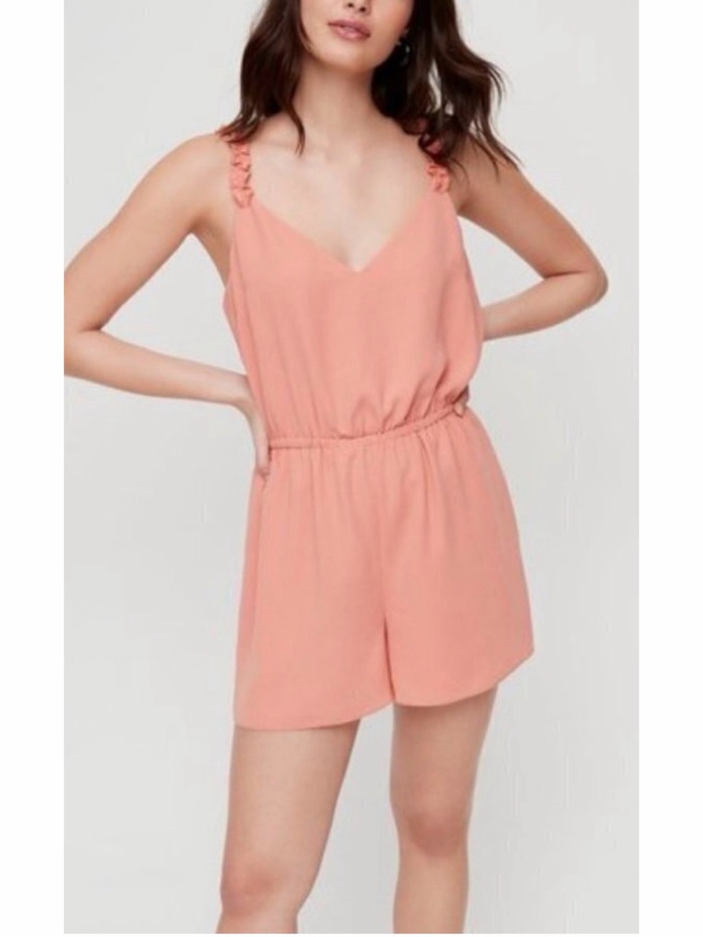 Aritzia Wilfred Melodie Sleeveless Short Romper Coral